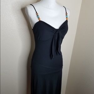 Express Black Beaded Spaghetti Strap Dress